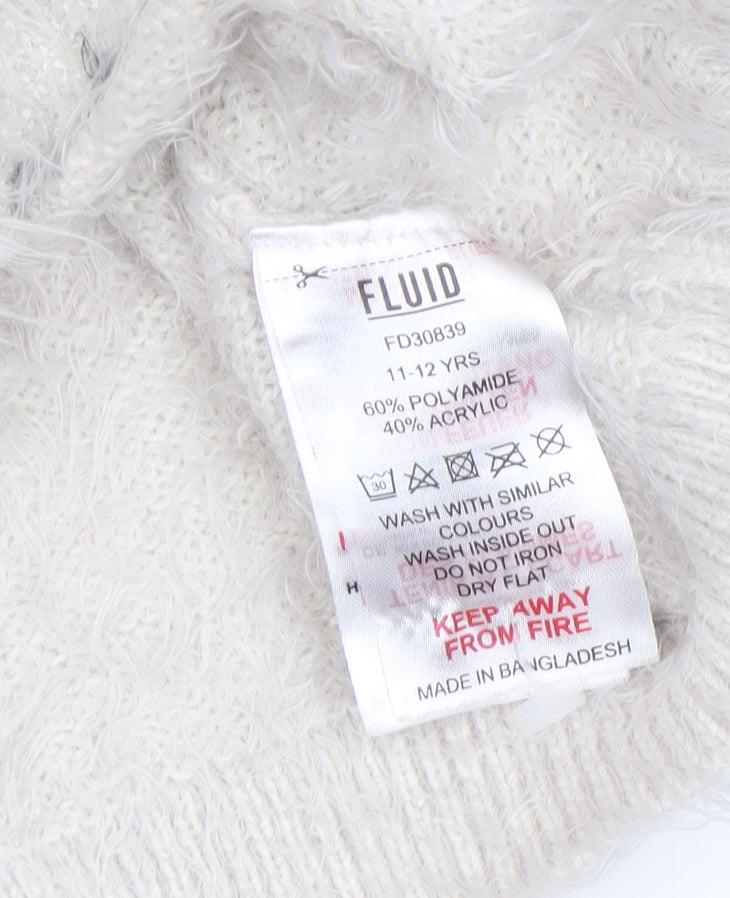 Fluid Girls Ivory Penguin Christmas Jumper 11-12 Years Pullover Knit