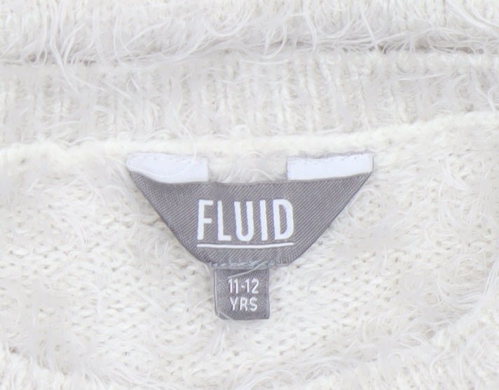 Fluid Girls Ivory Penguin Christmas Jumper 11-12 Years Pullover Knit