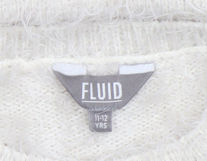 Fluid Girls Ivory Penguin Christmas Jumper 11-12 Years Pullover Knit