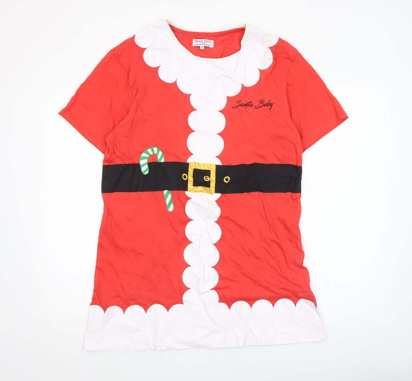 Brave Soul Men's Red Christmas Santa Baby Graphic T-Shirt Size M