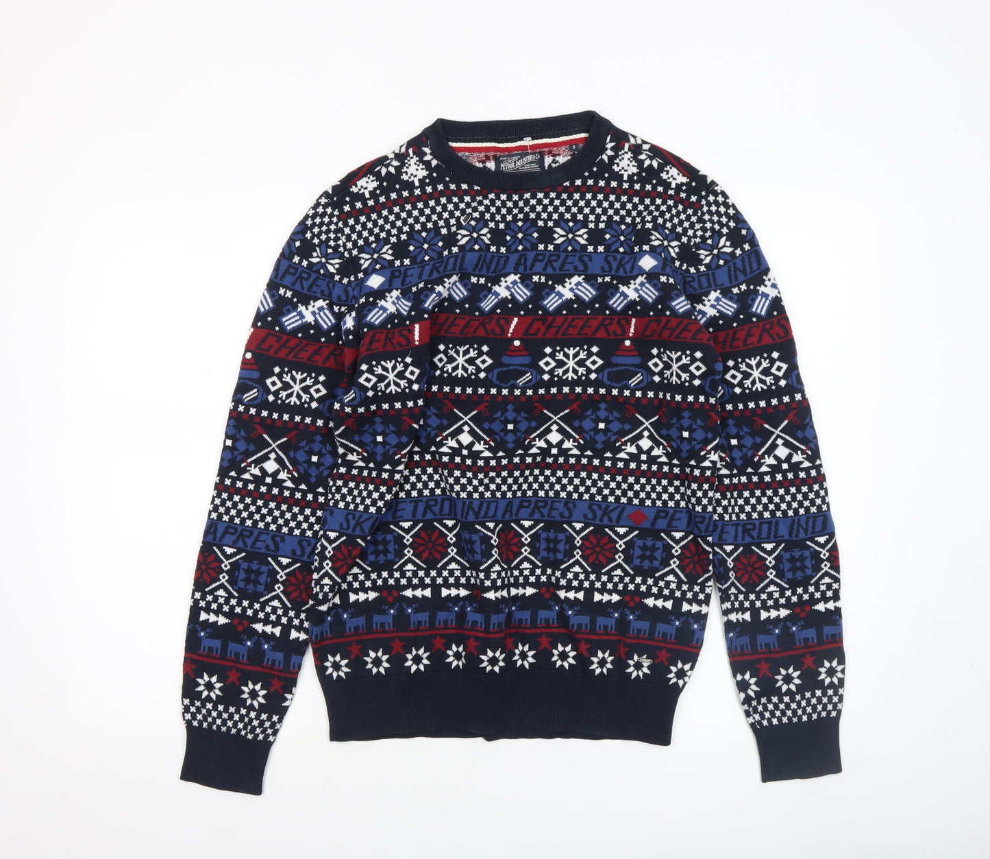 Petrol Industries Men's Multicoloured Fair Isle Cotton Jumper Size S