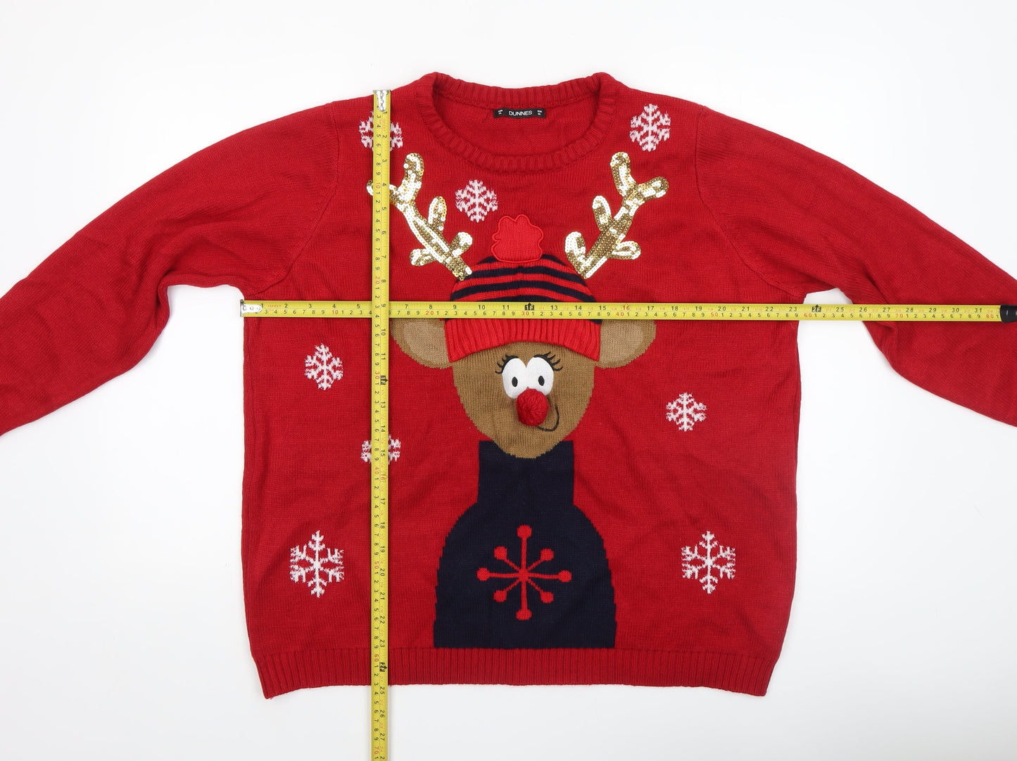 Dunnes Men Red XL Reindeer Christmas Knit Jumper