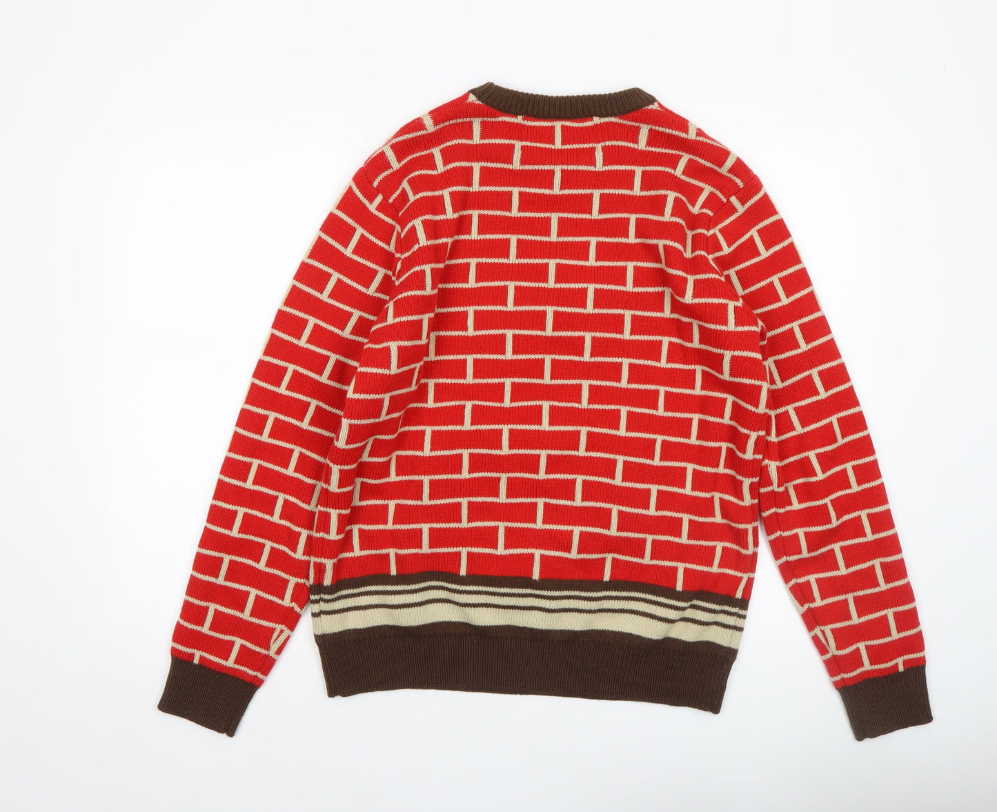 Cheesy Christmas Jumpers Men Red M Fireplace Funny Xmas Pullover Sweater
