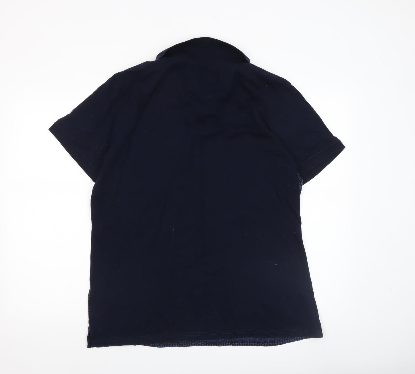 Hammond & Co Men’s Blue Houndstooth Polo Shirt Size L Cotton Blend