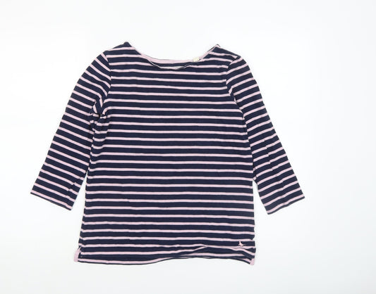 Jack Wills Women’s Blue Stripe Cotton 3/4 Sleeve Boat Neck T-Shirt UK 8