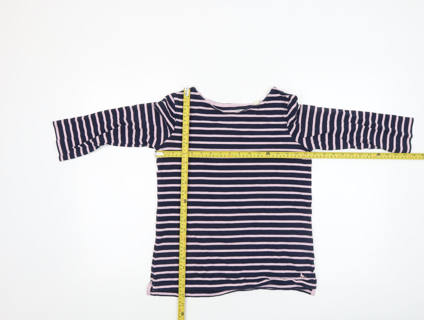 Jack Wills Women’s Blue Stripe Cotton 3/4 Sleeve Boat Neck T-Shirt UK 8