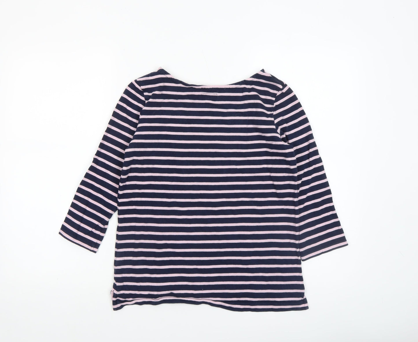 Jack Wills Women’s Blue Stripe Cotton 3/4 Sleeve Boat Neck T-Shirt UK 8