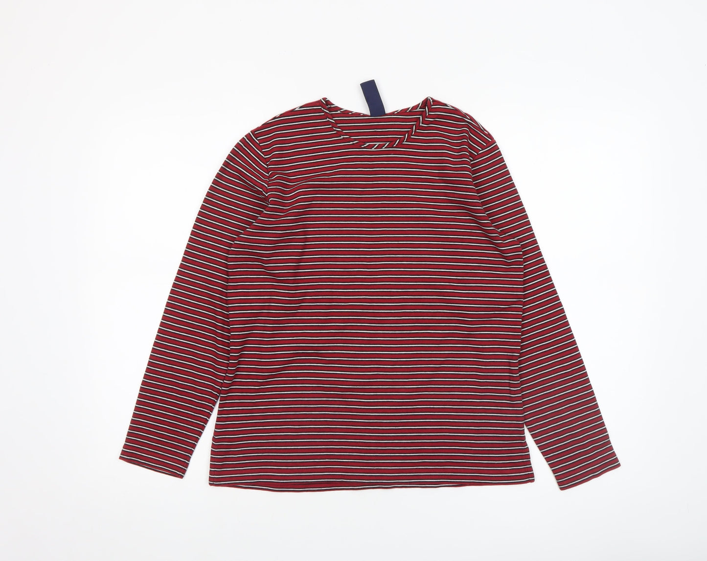 Lands' End Women's Red Striped Long Sleeve Cotton Jersey T-Shirt XS