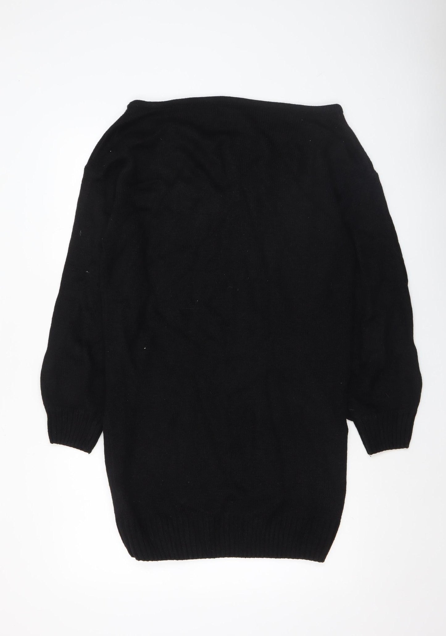 Threadbare Women's Black Sequin SNOW Pullover Jumper Size 8