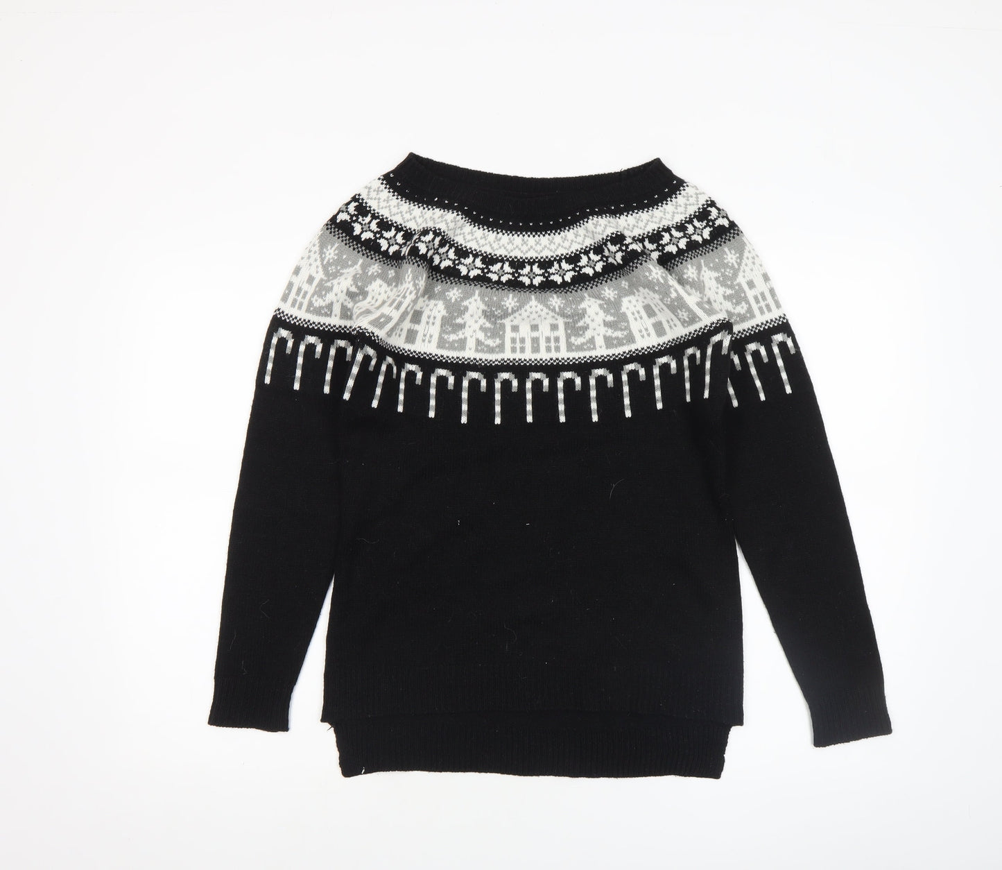 Next Women's Black Fair Isle Christmas Jumper Size 8