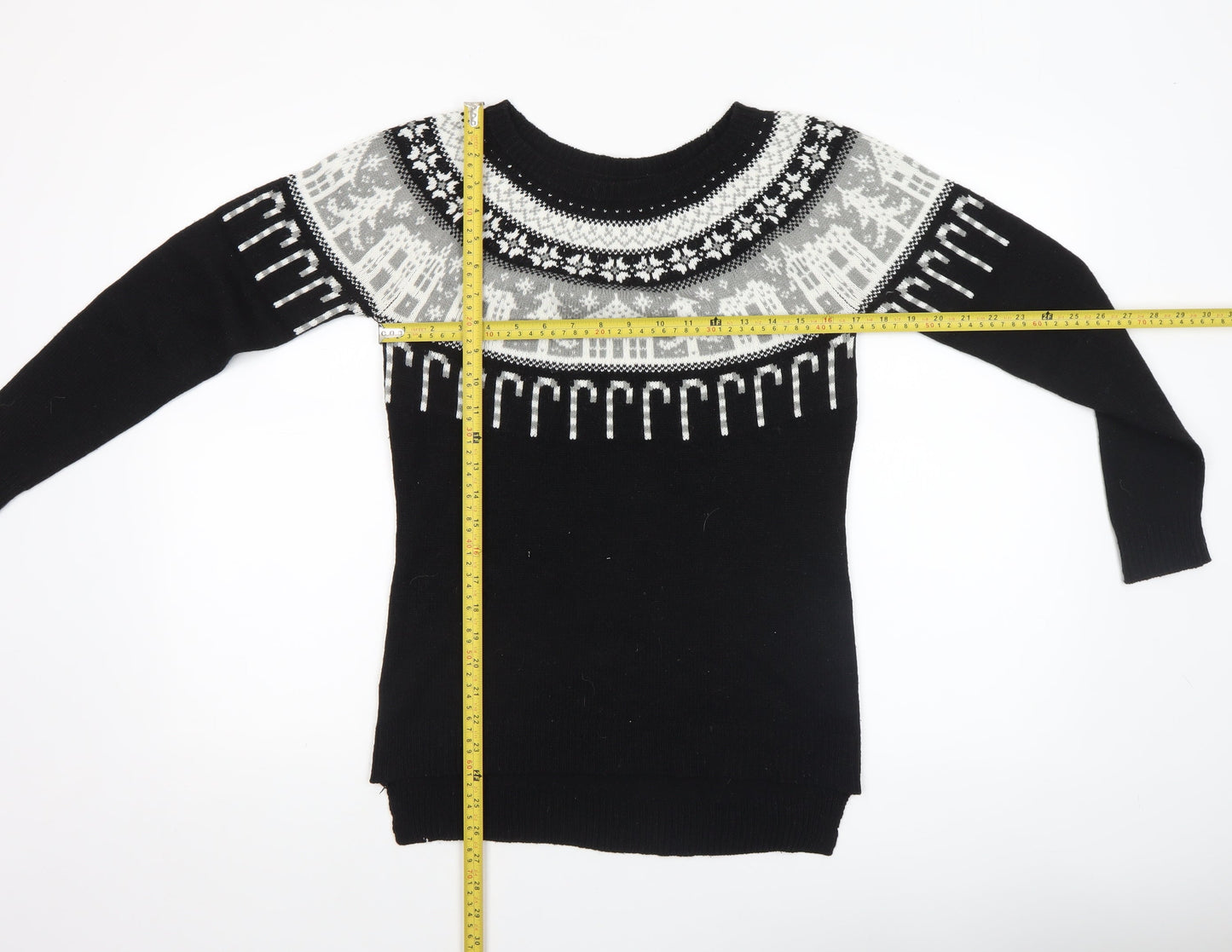 Next Women's Black Fair Isle Christmas Jumper Size 8
