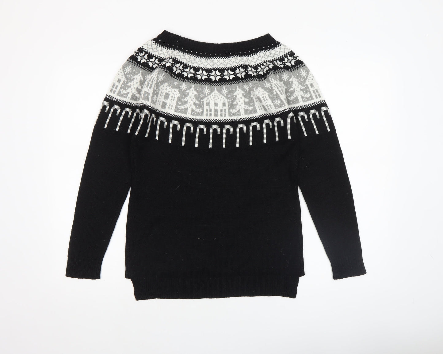 Next Women's Black Fair Isle Christmas Jumper Size 8