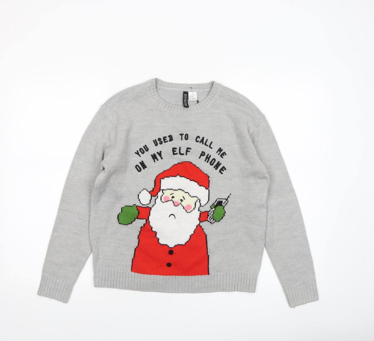 H&M Divided Women's Grey Christmas Santa Jumper XS