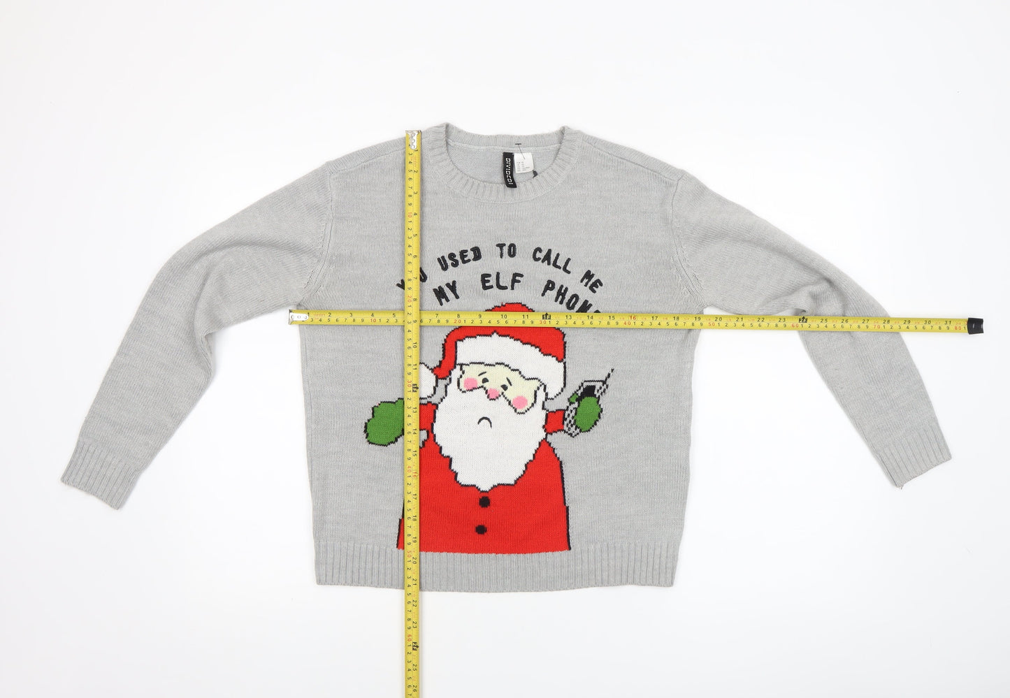 H&M Divided Women's Grey Christmas Santa Jumper XS
