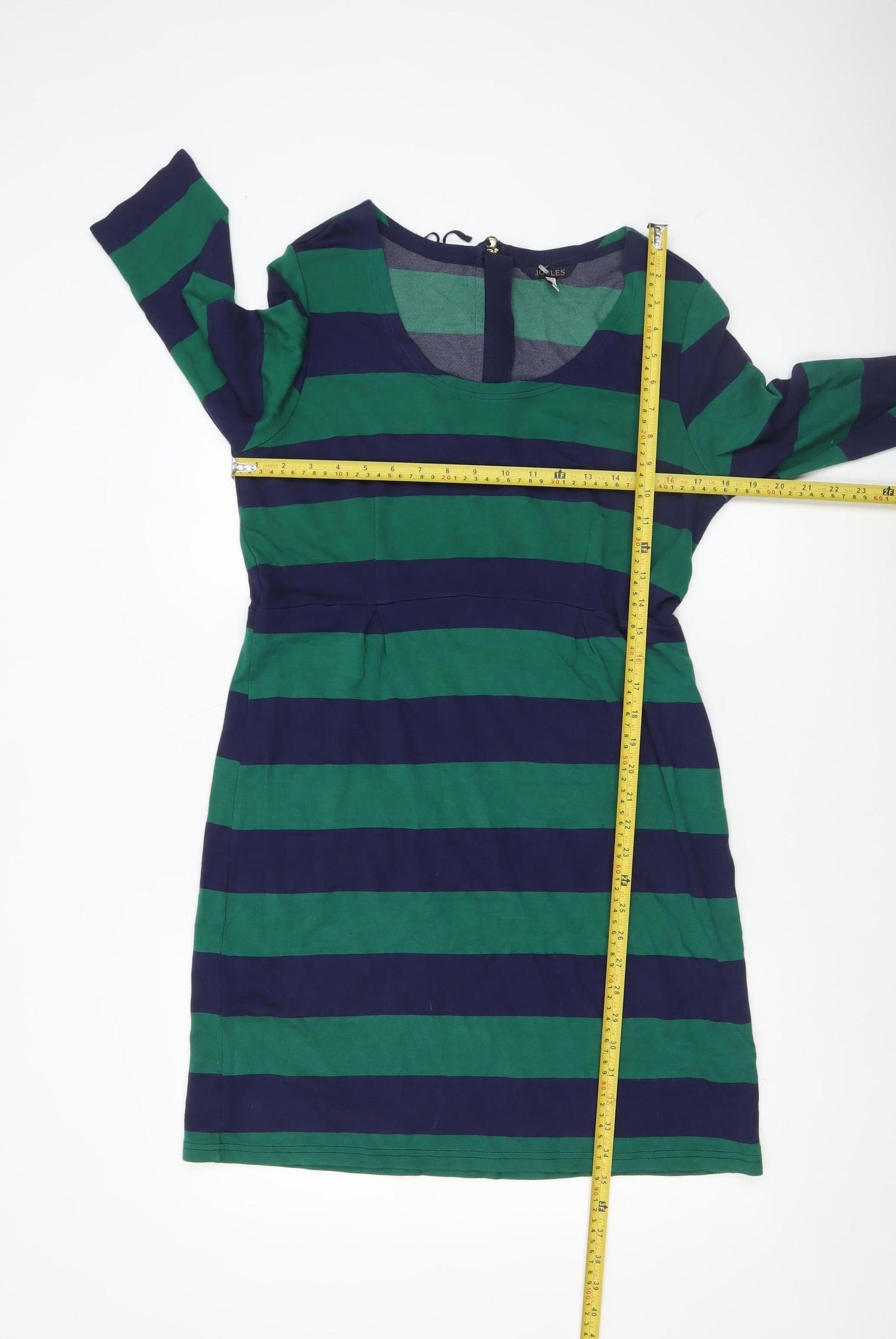 Joules Women’s Green Navy Stripe Shift Dress Size 16 3/4 Sleeve