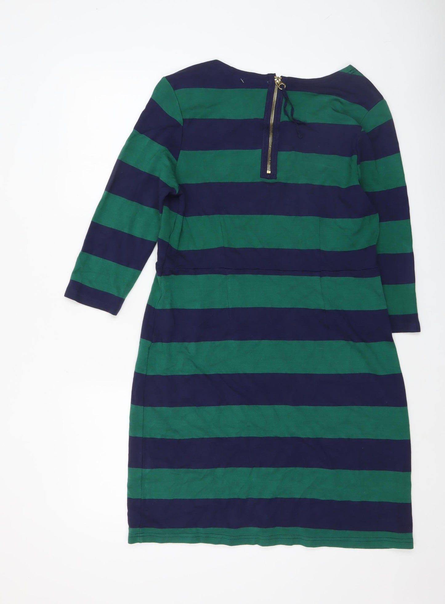 Joules Women’s Green Navy Stripe Shift Dress Size 16 3/4 Sleeve