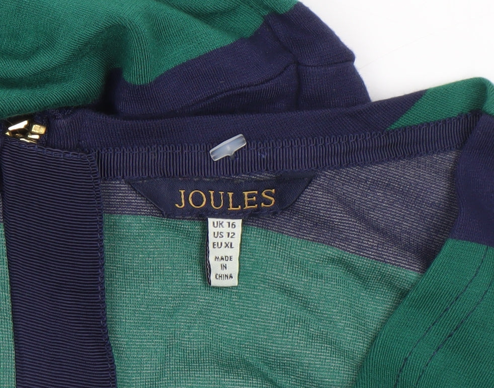 Joules Women’s Green Navy Stripe Shift Dress Size 16 3/4 Sleeve