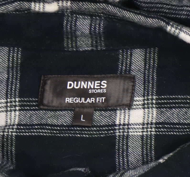 Dunnes Stores Men's Green Check Regular Fit Flannel Shirt L