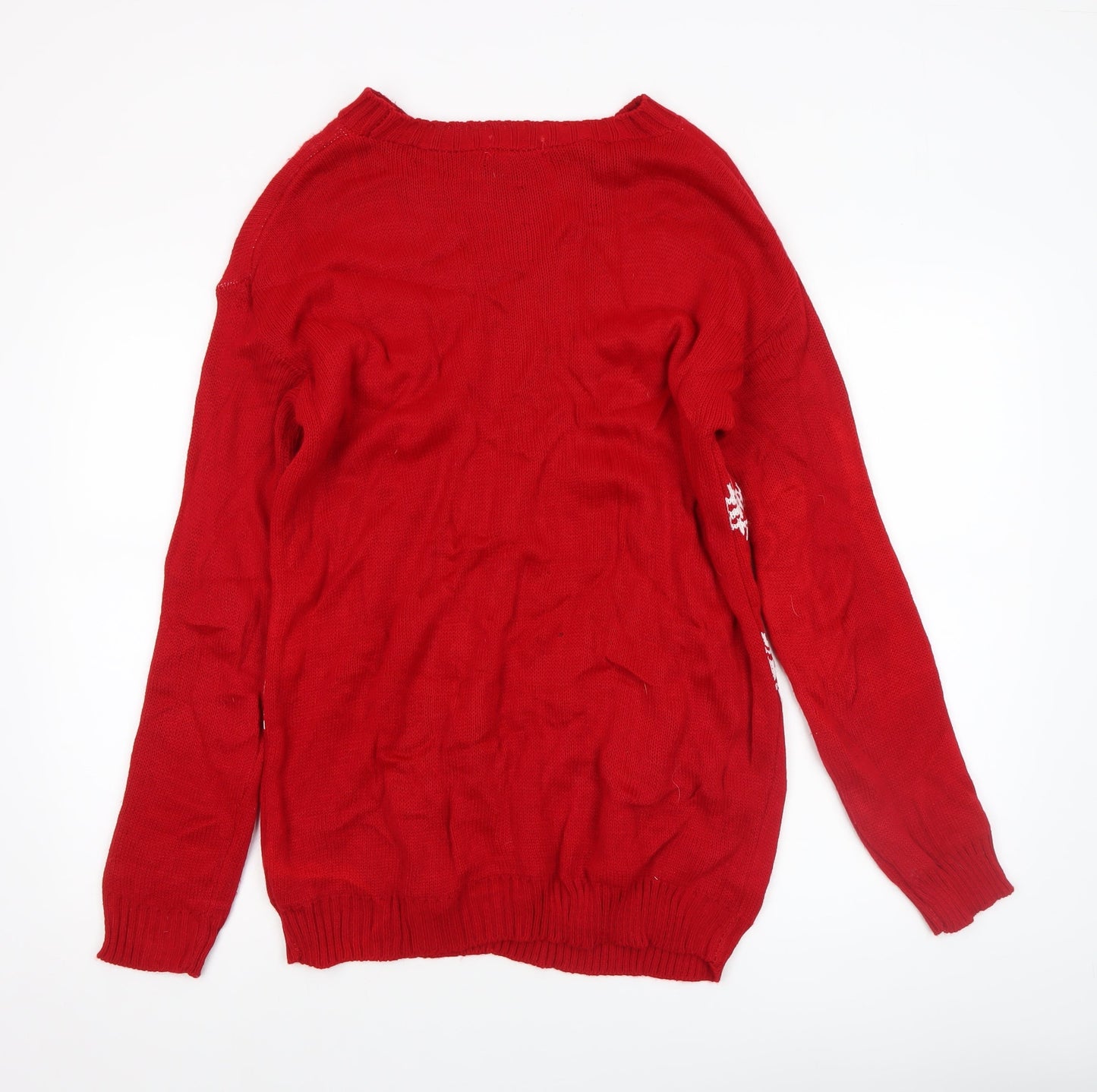 Boohoo Women's Red Maternity Christmas Jumper Size M/L Crew Neck Knit