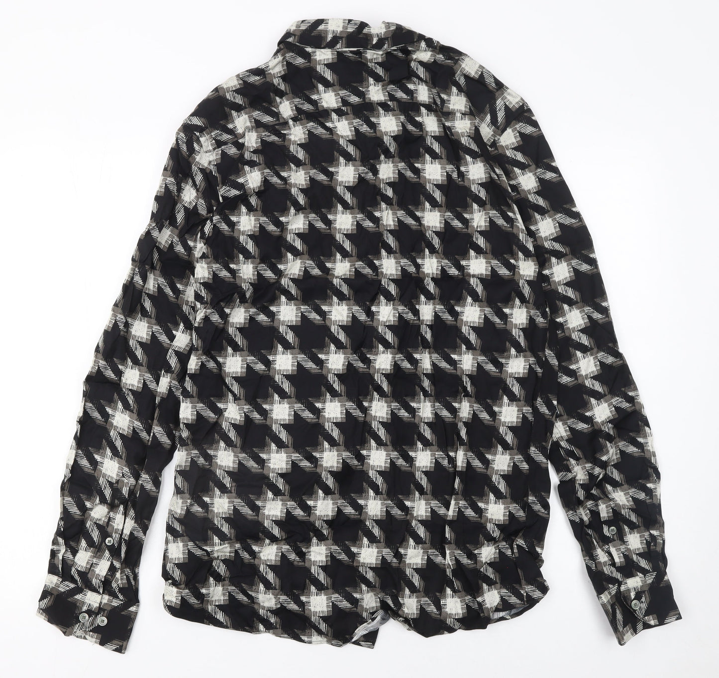 Marks and Spencer Autograph Men's Black Check Long Sleeve Button-Up Shirt M