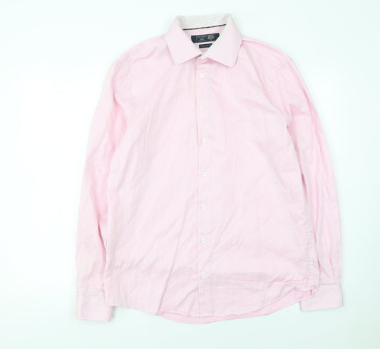 Paul Costelloe Living Men's Pink Medium Cotton Long Sleeve Dress Shirt