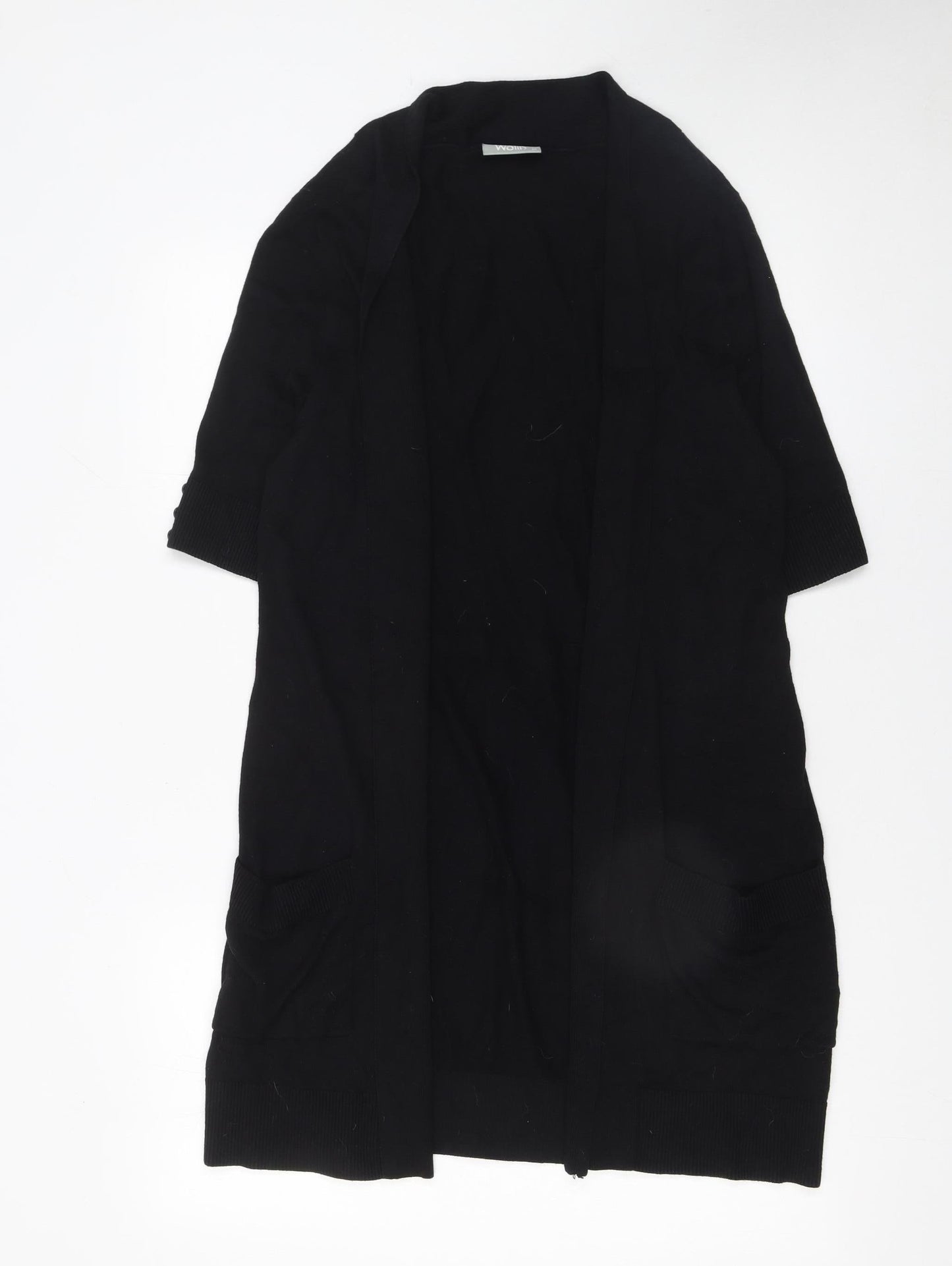 Wallis Womens Black Knit Open Cardigan Size M Short Sleeve