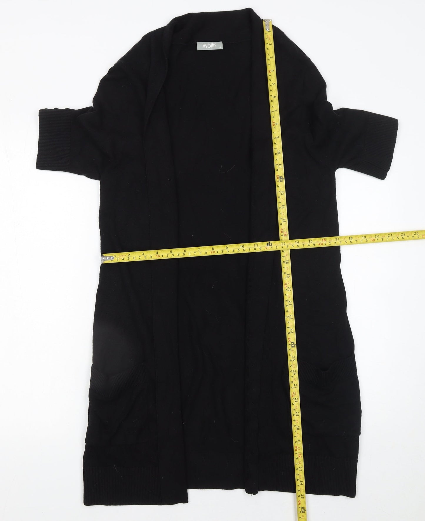 Wallis Womens Black Knit Open Cardigan Size M Short Sleeve