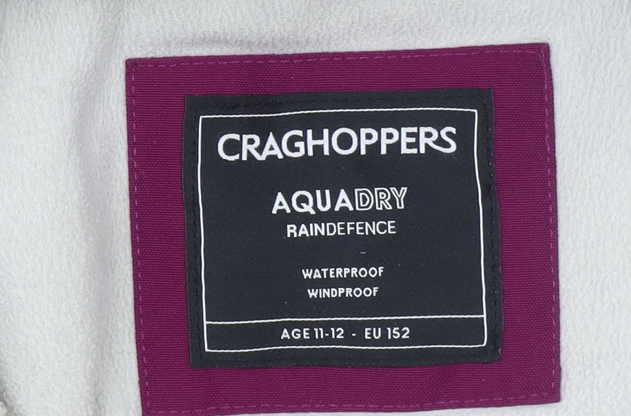 Craghoppers Girls Purple Waterproof Hooded Parka Coat Age 11-12 Years