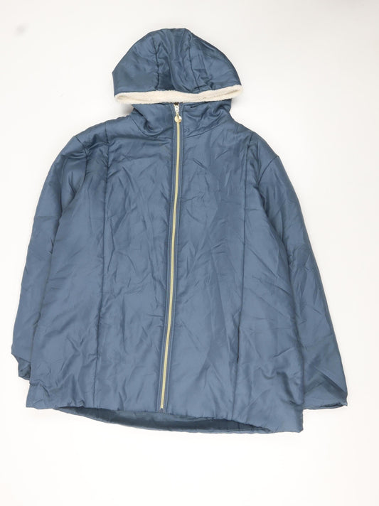 Nathalie Andersen Women Blue L Puffer Jacket Hooded Lined Zip Winter Coat