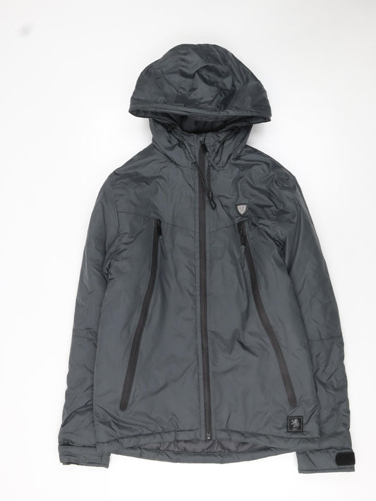 BORO 1876 Men's Grey Hooded Puffer Jacket Size S Windproof Outdoor