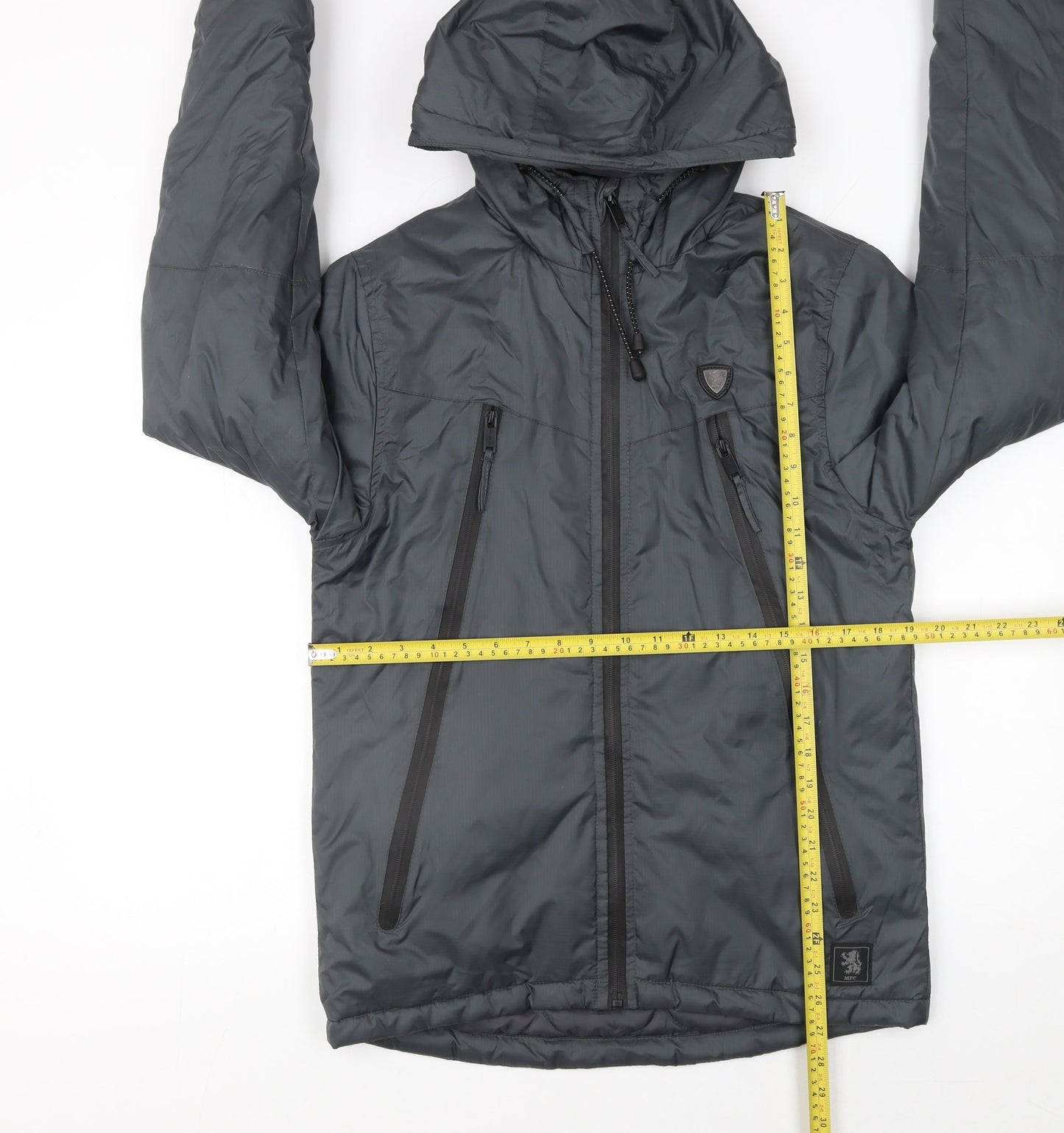 BORO 1876 Men's Grey Hooded Puffer Jacket Size S Windproof Outdoor