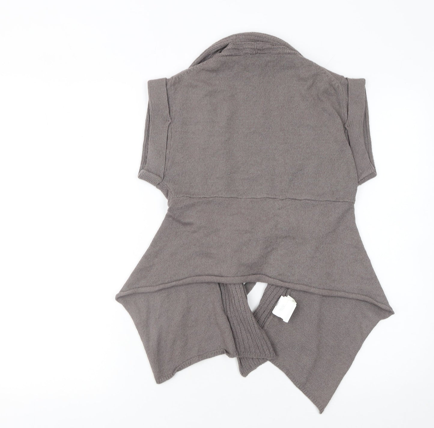 Promod Women's Grey Belted Knit Short Sleeve Cardigan Size 6