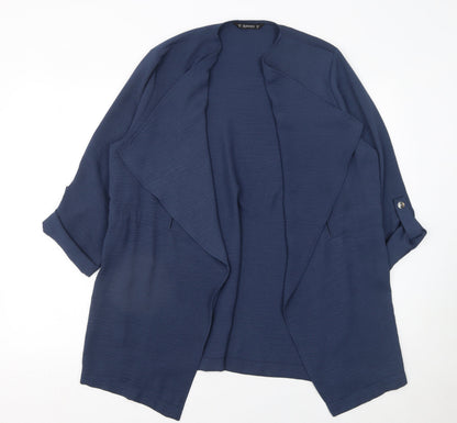 Additional front view of Dunnes Women’s Blue Open Front Cardigan, size UK 12