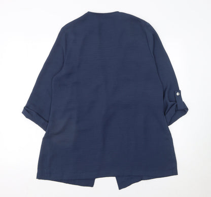 Close-up detail of Dunnes Women’s Blue Open Front Cardigan, size UK 12