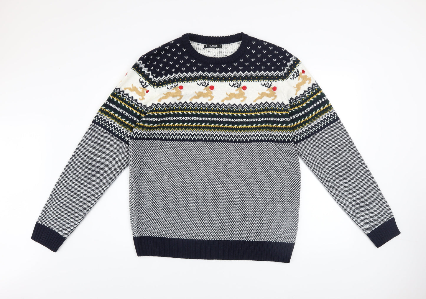 Dunnes Stores Men's Navy Christmas Fair Isle Jumper Size M