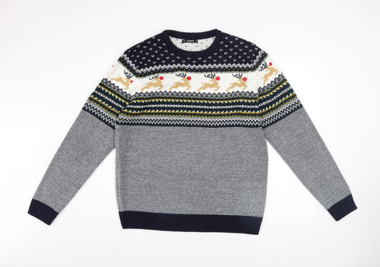 Dunnes Stores Men's Navy Christmas Fair Isle Jumper Size M