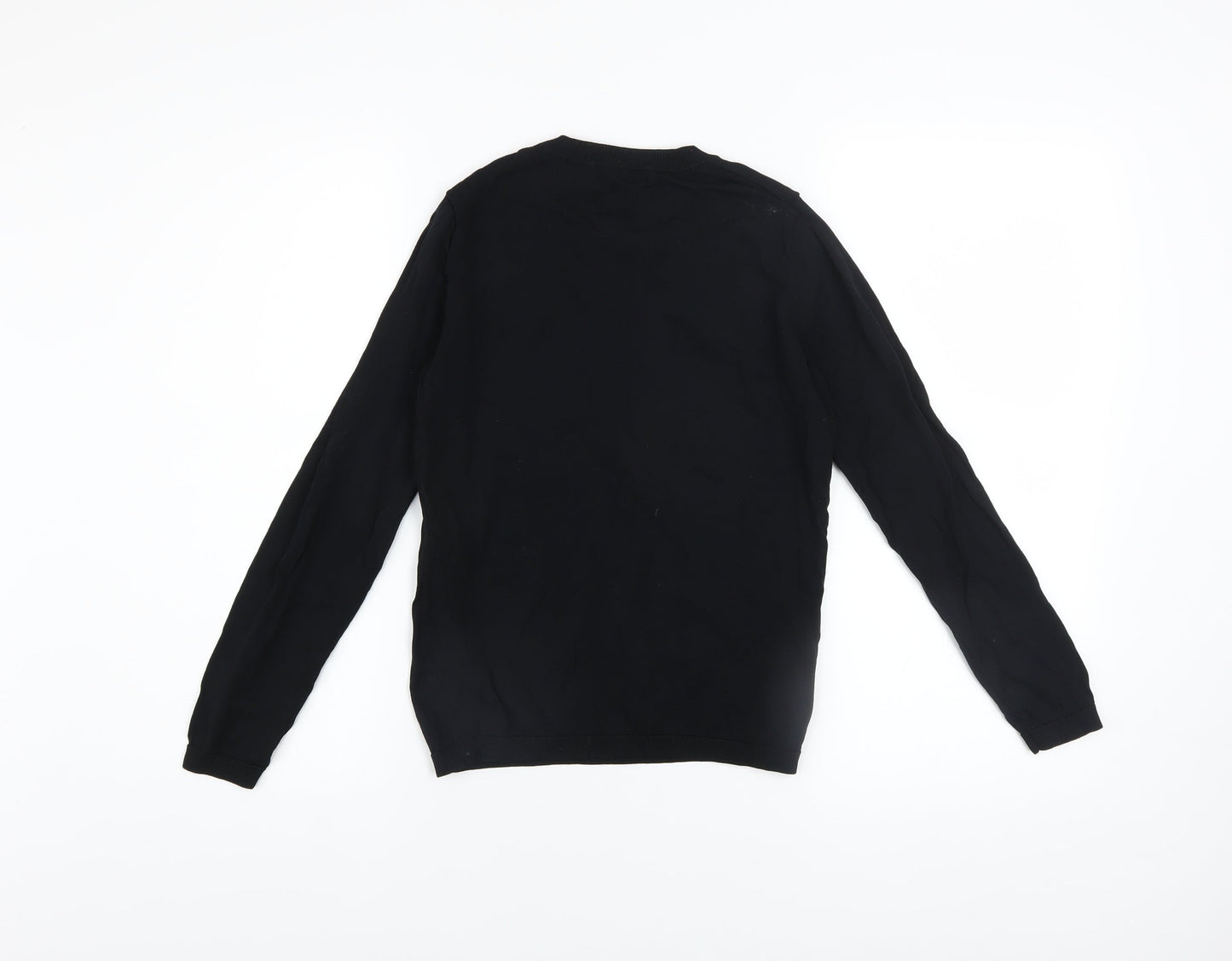Dunnes Womens Black Embroidered Crew Neck Long Sleeve Jumper Size 8