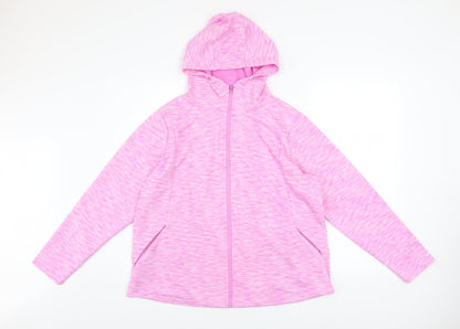 Additional front view of St. Bernard Women’s Pink Hooded Full Zip Active Jacket, size UK 16
