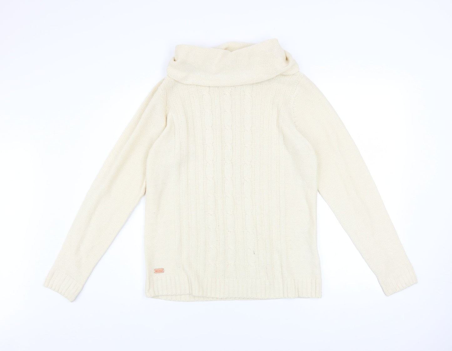 Regatta Women Ivory Roll Neck Cable Knit Jumper Size 12
