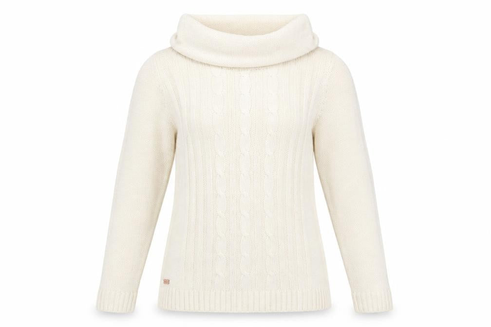 Regatta Women Ivory Roll Neck Cable Knit Jumper Size 12