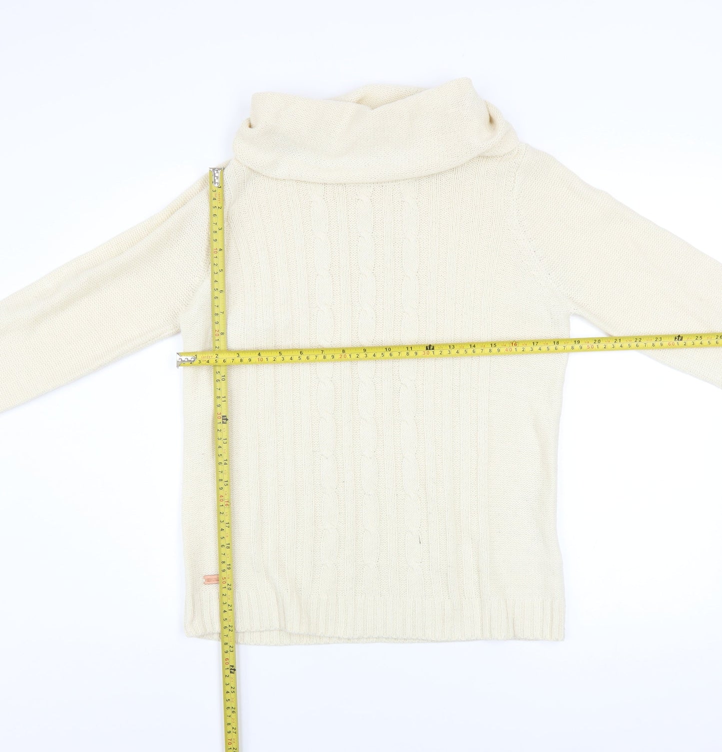 Regatta Women Ivory Roll Neck Cable Knit Jumper Size 12