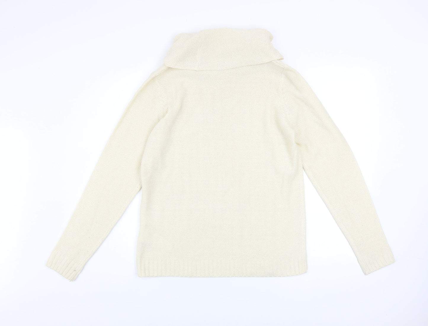 Regatta Women Ivory Roll Neck Cable Knit Jumper Size 12