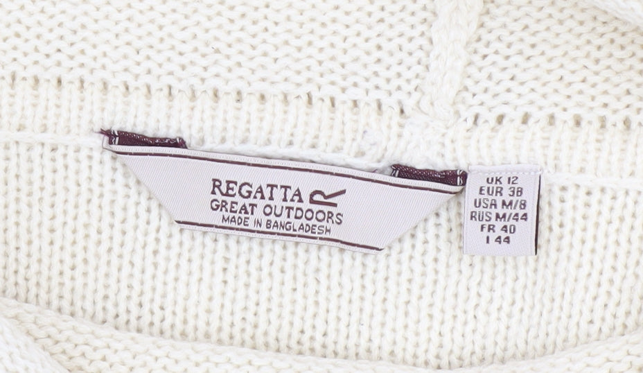 Regatta Women Ivory Roll Neck Cable Knit Jumper Size 12
