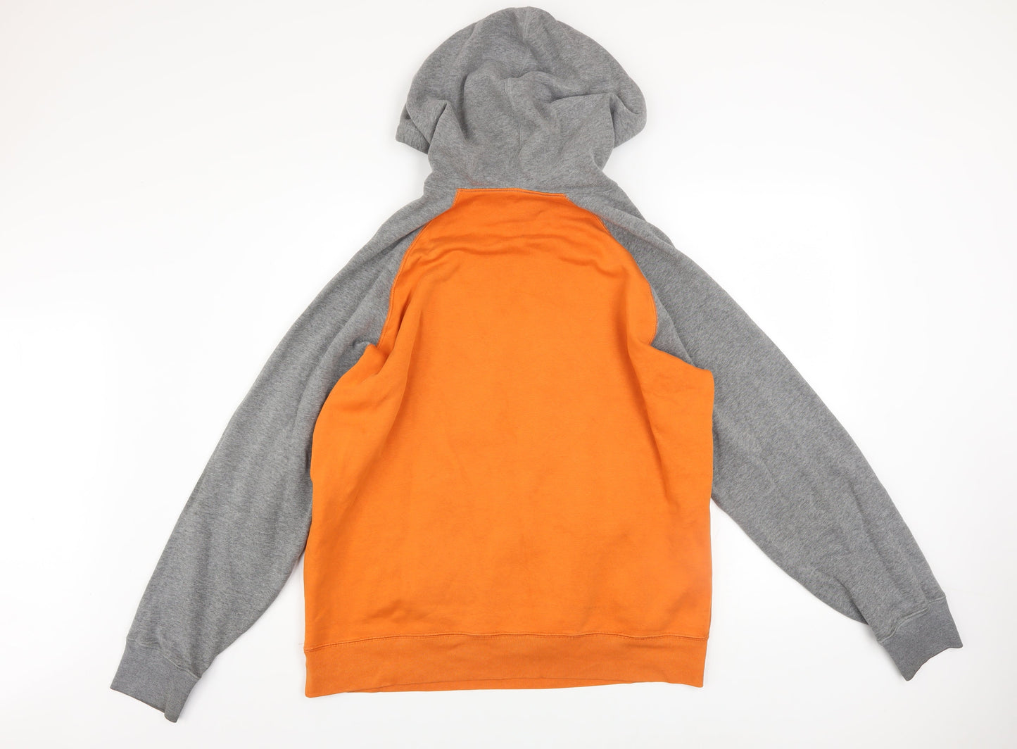 American Eagle Men's Orange Grey Hoodie L Classic Fit Pullover