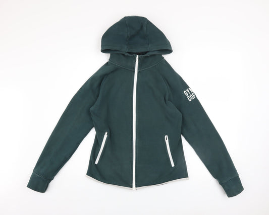 Gym+Coffee Womens Green Full Zip Hoodie Size L Cotton Blend