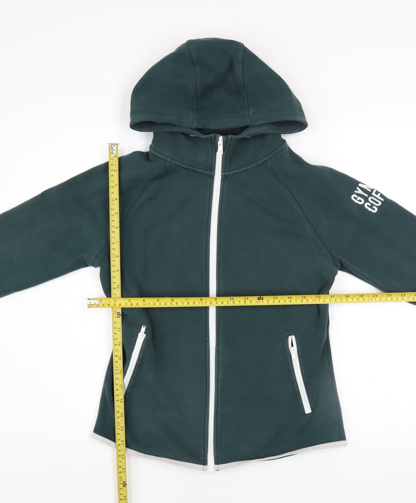 Gym+Coffee Womens Green Full Zip Hoodie Size L Cotton Blend