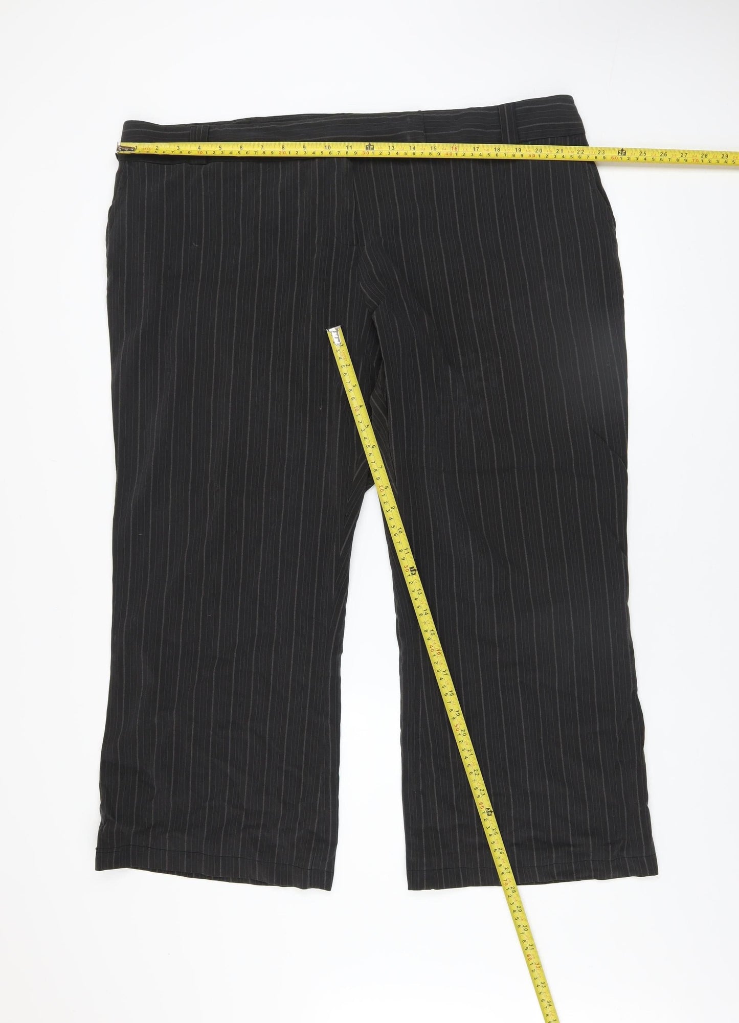 Dorothy Perkins Womens Black Pinstripe Wide-Leg Trousers Size 22