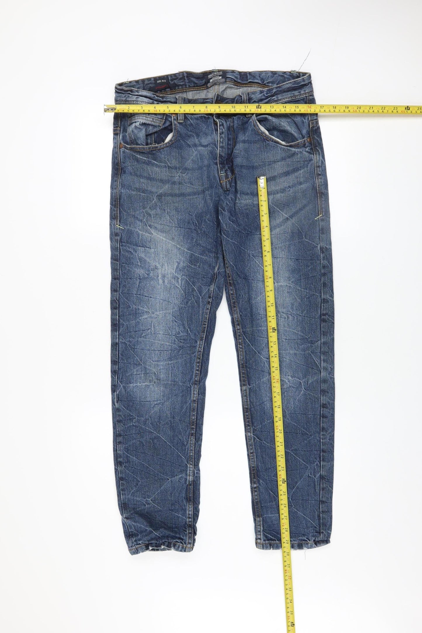 Industrialize Men's Blue Straight Fit 32S Denim Jeans
