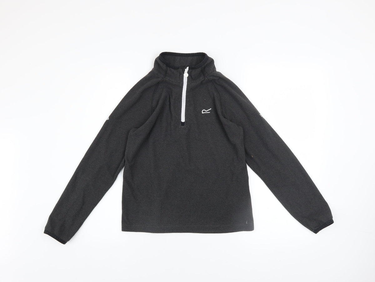 Regatta Boys Black 13 Years Fleece Quarter Zip Pullover Sweatshirt