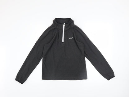Additional front view of Regatta boys’ black 13 years fleece quarter zip pullover sweatshirt